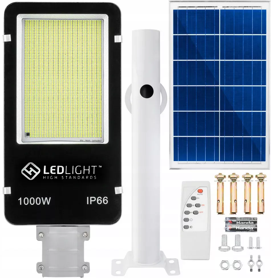 Lampa uliczna solarna 600 led panel uchwyt pilot premium ip66 1000w ST1000W