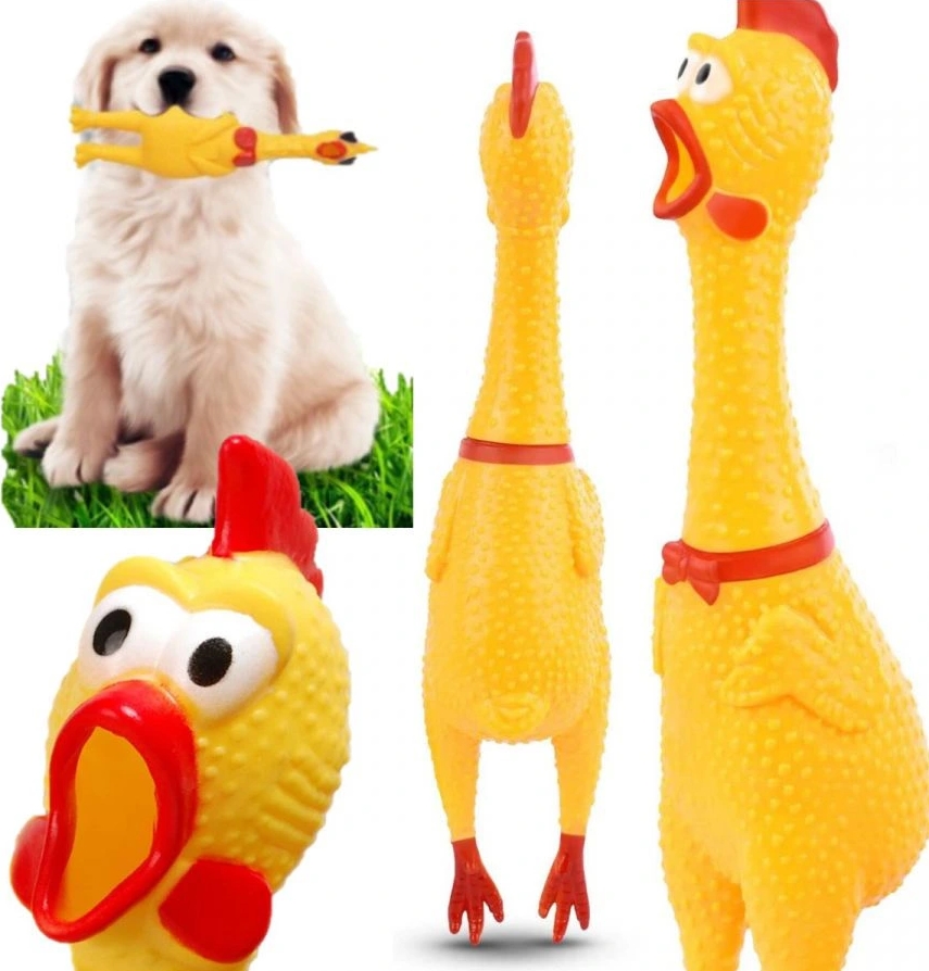 Kurczak gumowy piszczący zabawka dla psa gryzak 30cm