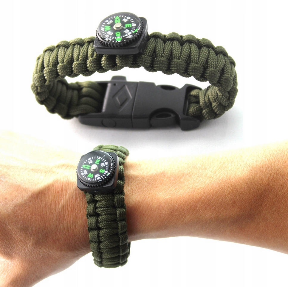 Opaska bransoletka paracord survival kompas gwizdek 1141