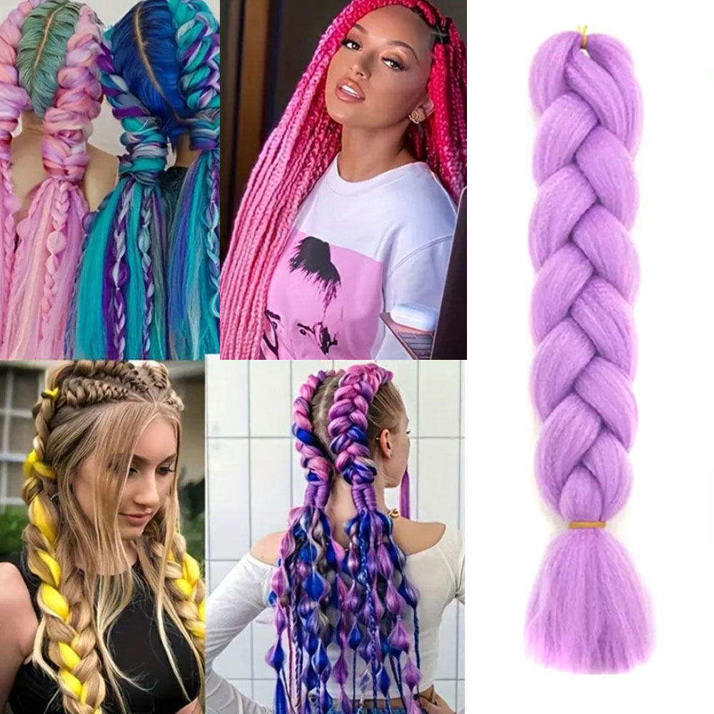 WŁOSY SYNTETYCZNE KOLOROWE WARKOCZYKI  60 CM FIOLET XJ4789