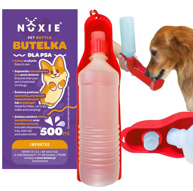 NUXIE® Duża butelka turystyczna dla psa bidon miska 500ml 2245