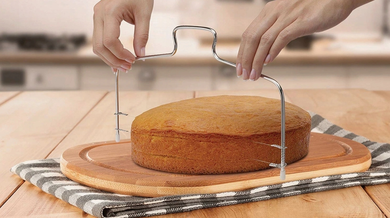 Nóż strunowy do cięcia ciasta tortu biszkoptu podwójny 1025