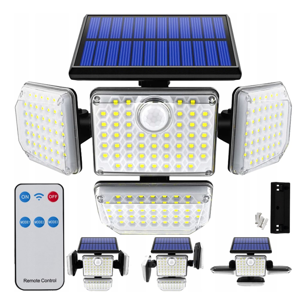 LAMPA SOLARNA 181 LED + PILOT Czujnik Ruchu Zmierzchu HALOGEN XJ4860