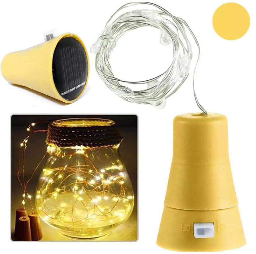 LAMPKI DRUCIK SOLAR 10 LED 1M KOREK DO BUTELKI LAMPKA  CIEPŁY BIAŁY XJ4663