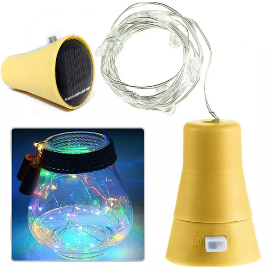 LAMPKI DRUCIK SOLAR 10LED 1M KOREK DO BUTELKI LAMPKA SOLARNA MULTICOLOR XJ4665