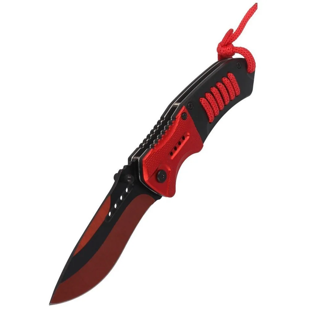 FOXTER® Nóż składany ratowniczy wojskowy taktyczny red 21cm 2289