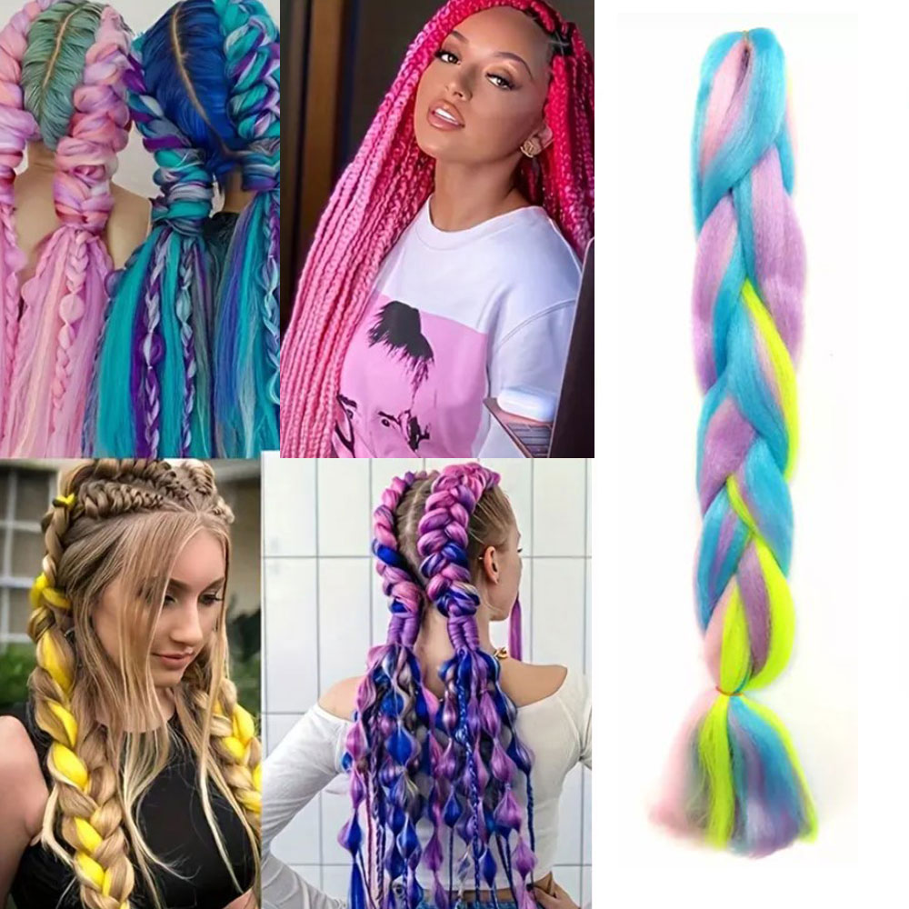 WŁOSY SYNTETYCZNE KOLOROWE WARKOCZYKI 60 CM XJ4790