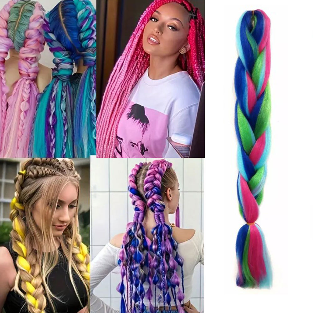 WŁOSY SYNTETYCZNE KOLOROWE WARKOCZYKI 60 CM XJ4794