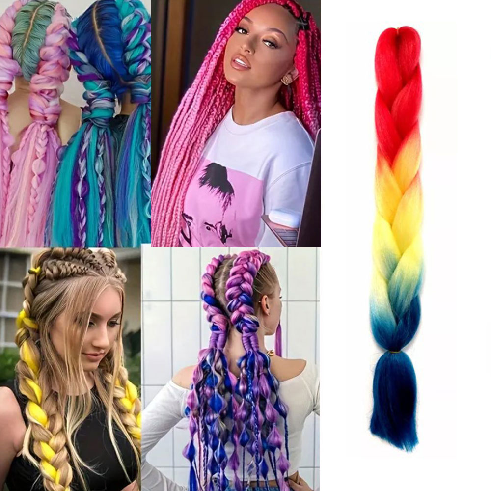 WŁOSY SYNTETYCZNE KOLOROWE WARKOCZYKI 60 CM XJ4795