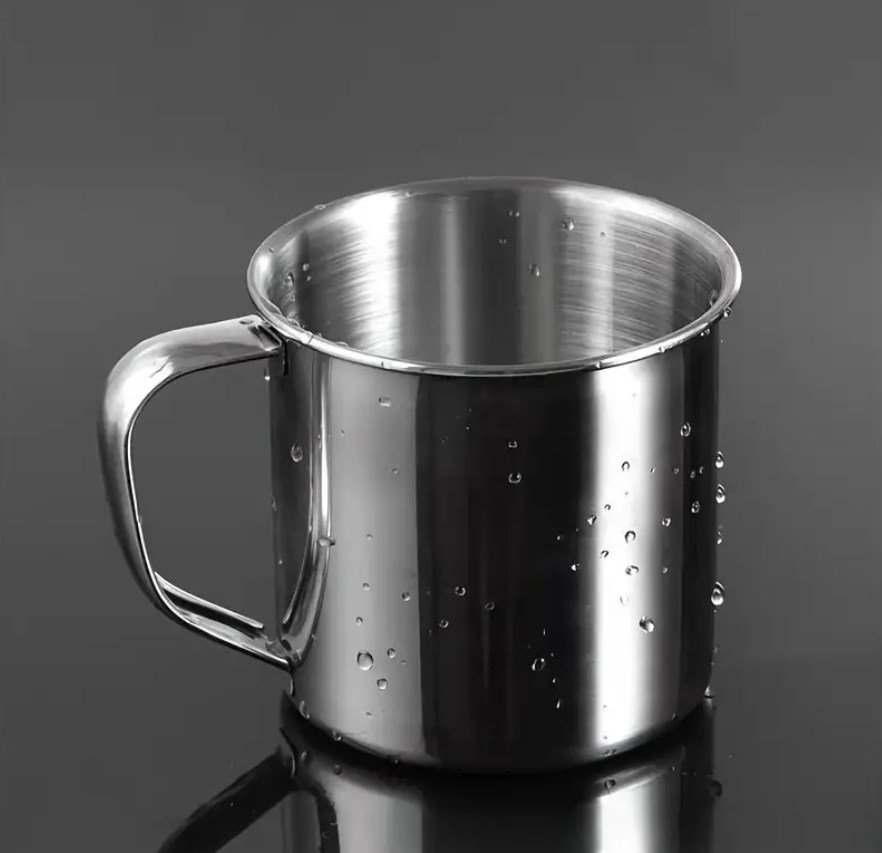 KUBEK STALOWY 11 CM Z UCHEM METALOWY TURYSTYCZNY 11 CM - 0,82L XJ4970