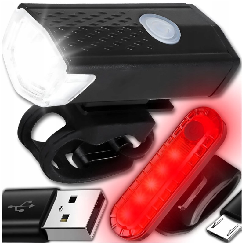 LAMPKA ROWEROWA LED  ZESTAW PRZÓD TYŁ  XJ5568