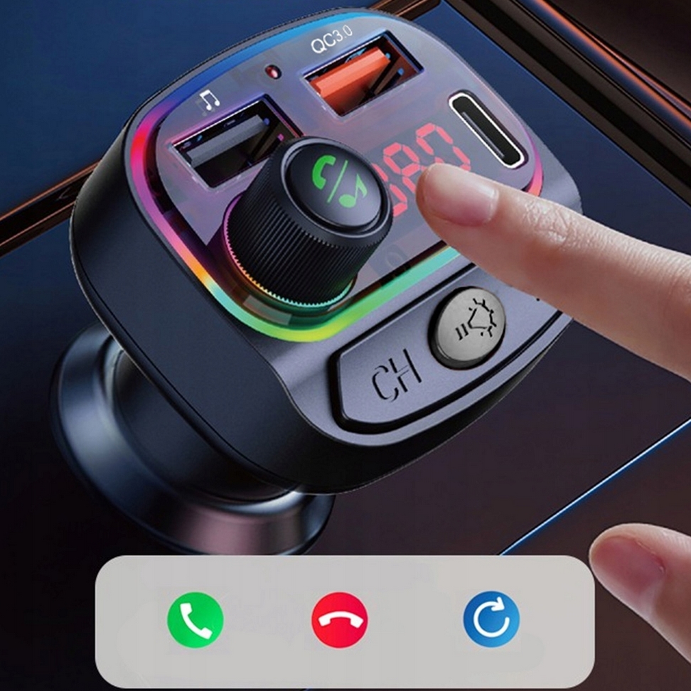 Transmiter fm bluetooth bt 5.0 ładowarka samochodowa do auta 2x usb usb-c 3.1a 12v 24v 2868