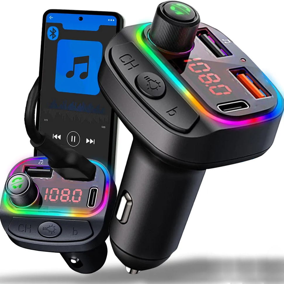 Transmiter fm bluetooth bt 5.0 ładowarka samochodowa do auta 2x usb usb-c 3.1a 12v 24v 2868