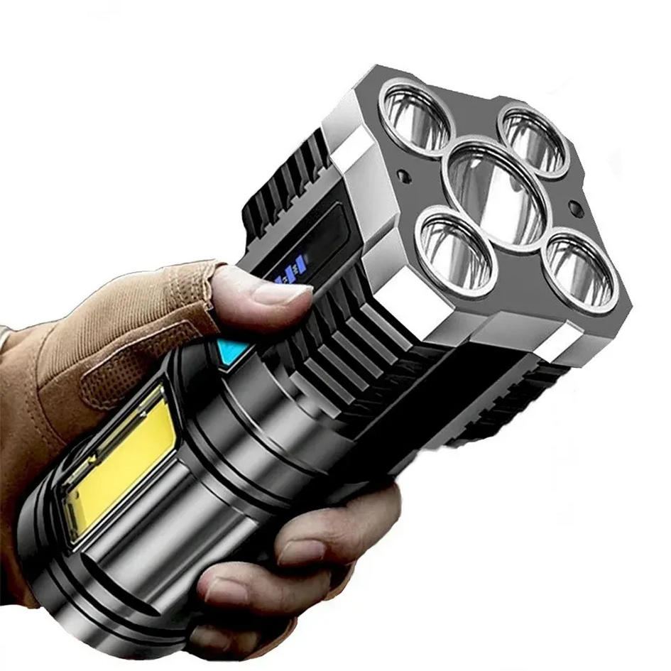 GENETIC® Latarka wojskowa wielofunkcyjna akumulatorowa szperacz 5 led cob usb 2423