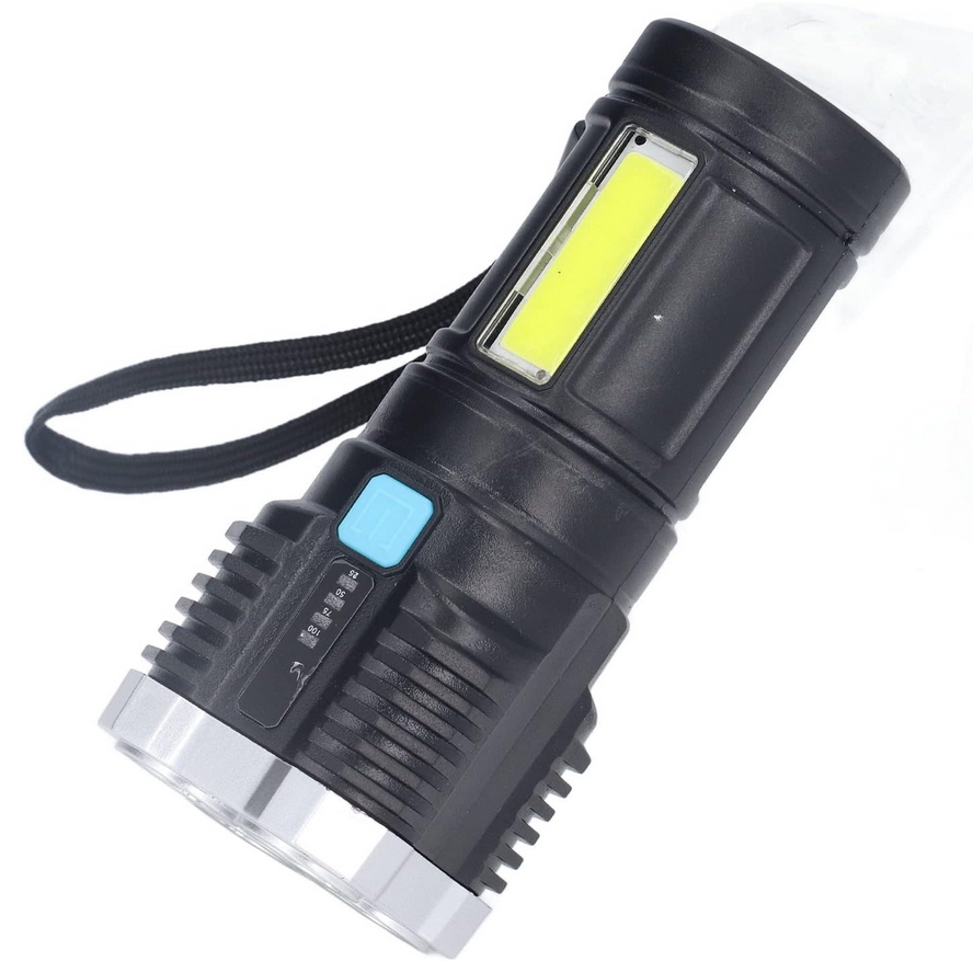 GENETIC® Latarka wojskowa wielofunkcyjna akumulatorowa szperacz 5 led cob usb 2423