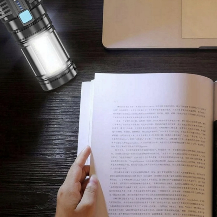 GENETIC® Latarka wojskowa wielofunkcyjna akumulatorowa szperacz 5 led cob usb 2423