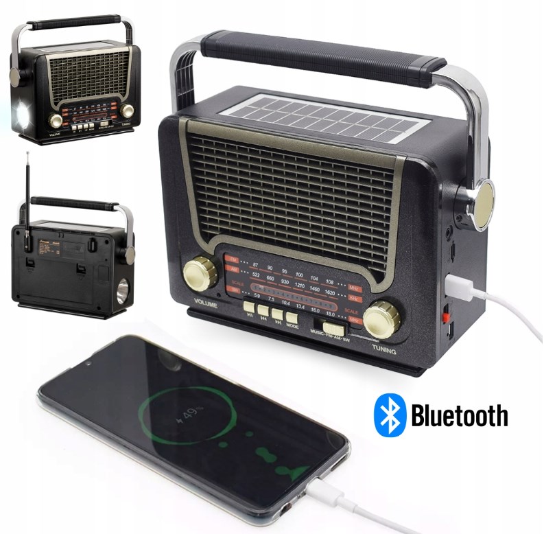 RADIO SOLARNE SIECIOWO-BATERYJNE USB BLUETOOTH XJ5833