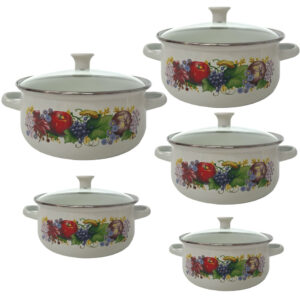 GARNKI EMALIOWANE 5 PCS GARNKÓW EMALIA KOMPLET XSM1125-1 A