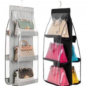 ORGANIZER DO SZAFY NA TOREBKI WIESZAK 90x35 CM CZARNY/SZARY XJ4599