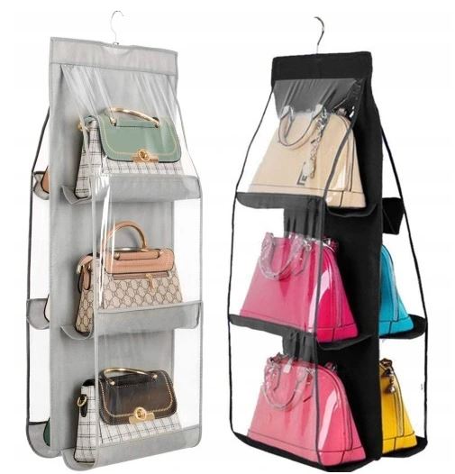 ORGANIZER DO SZAFY NA TOREBKI WIESZAK 90x35 CM CZARNY/SZARY XJ4599