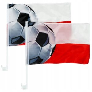 FLAGA na samochód POLSKA 42x28x44 cm DWIE FLAGI POLSKI CENA ZA 2 SZTUKI SYMBOL 3308