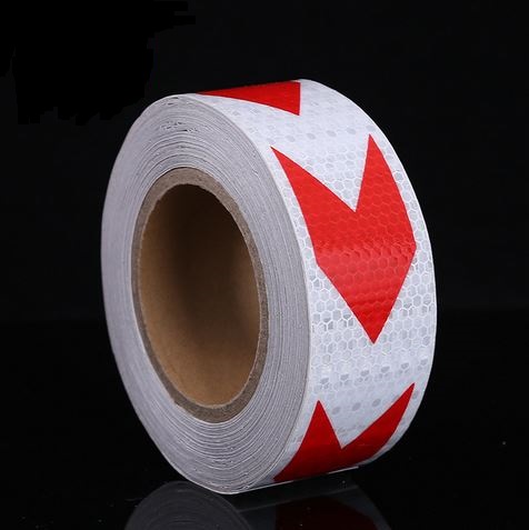 TAŚMA ODBLASKOWA OSTRZEGAWCZA 5MX5CM  OBRYSOWA KONTUROWA BIAŁO-CZERWONA XJ5473