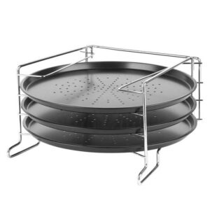 ZESTAW 3 BLACH DO PIECZENIA PIZZY + STOJAK PIZZA   XJ4640