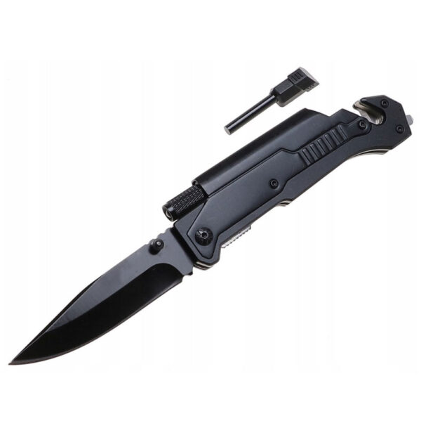 NÓŻ SKŁADANY RATOWNICZY  LED AUTOMAT TAKTYCZNY SURVIVAL 22 CM XJ4478