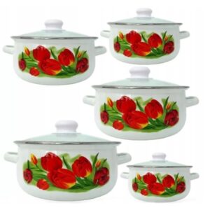 GARNKI EMALIOWANE 5 PCS GARNKÓW EMALIA KOMPLET