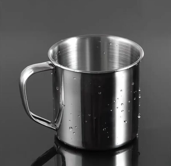 KUBEK STALOWY 13 CM Z UCHEM METALOWY TURYSTYCZNY - 1,33L XJ4972
