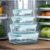 POJEMNIKI SZKLANE ŻAROODPORNE Z POKRYWĄ ZESTAW 4 SZTUKI LUNCH BOX XJ5898