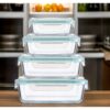 POJEMNIKI SZKLANE ŻAROODPORNE Z POKRYWĄ ZESTAW 4 SZTUKI LUNCH BOX XJ5898